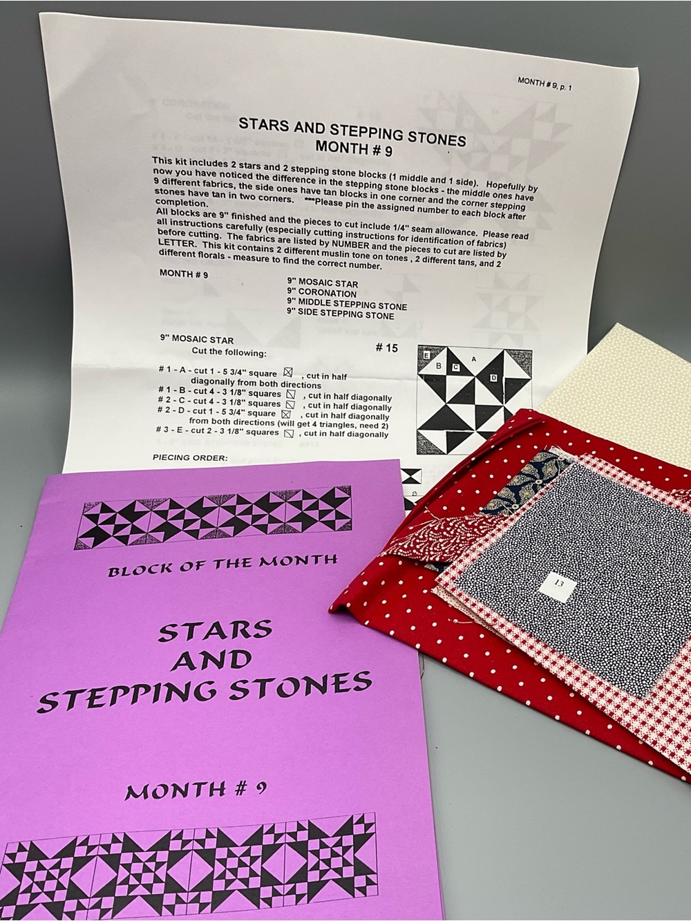 Quakertown Quilts Block of the Month Stars & Stepping Stones Kit Month #9